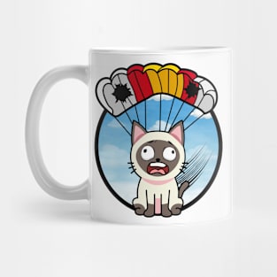 Silly siamese cat has a broken parachute Mug